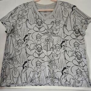 Disney Villans Gray V-neck T-Shirt Sz XXL